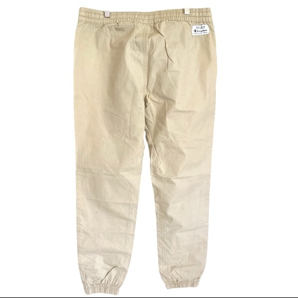Champion Elastic Cuff Tan Jogger Pants Size Large Drawstring Waist 100% Cotton - Picture 8 of 8